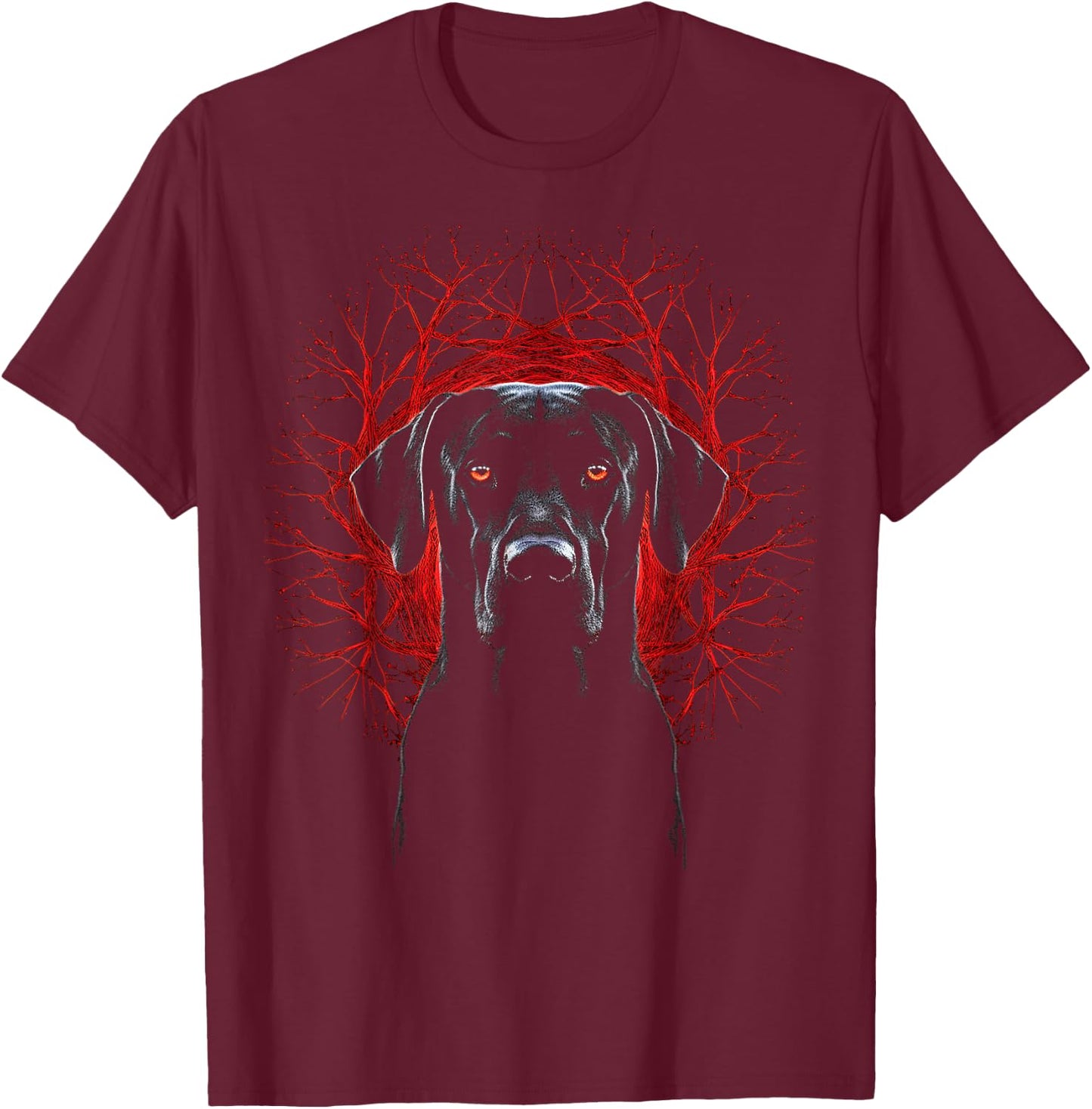 Black Labrador Tree Pet Art Animal Portrait Graphic Dog Men Women Kids T-Shirt - T-Shirt | Maroon