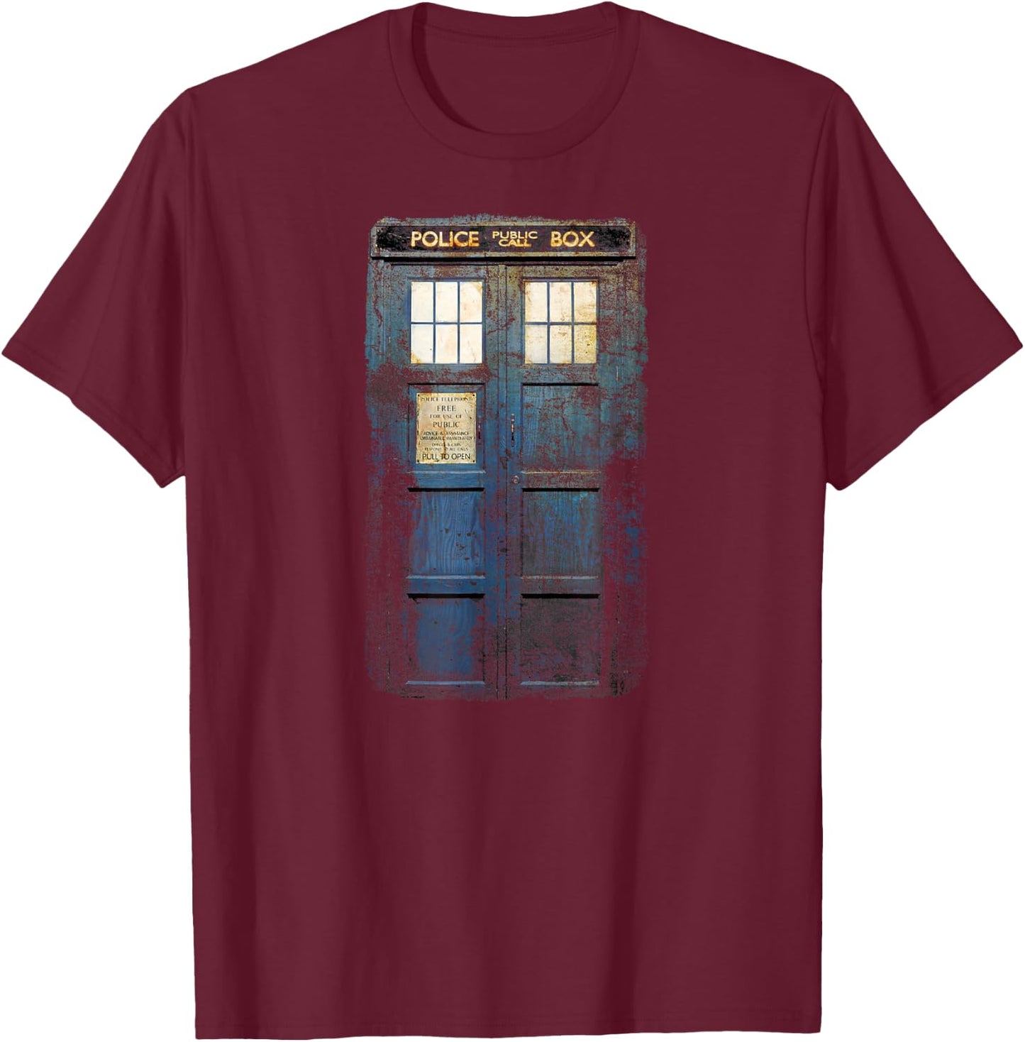 Cosplay Tardis Distressed Time-Traveller Sci-Fan T-Shirt - T-Shirt | Maroon