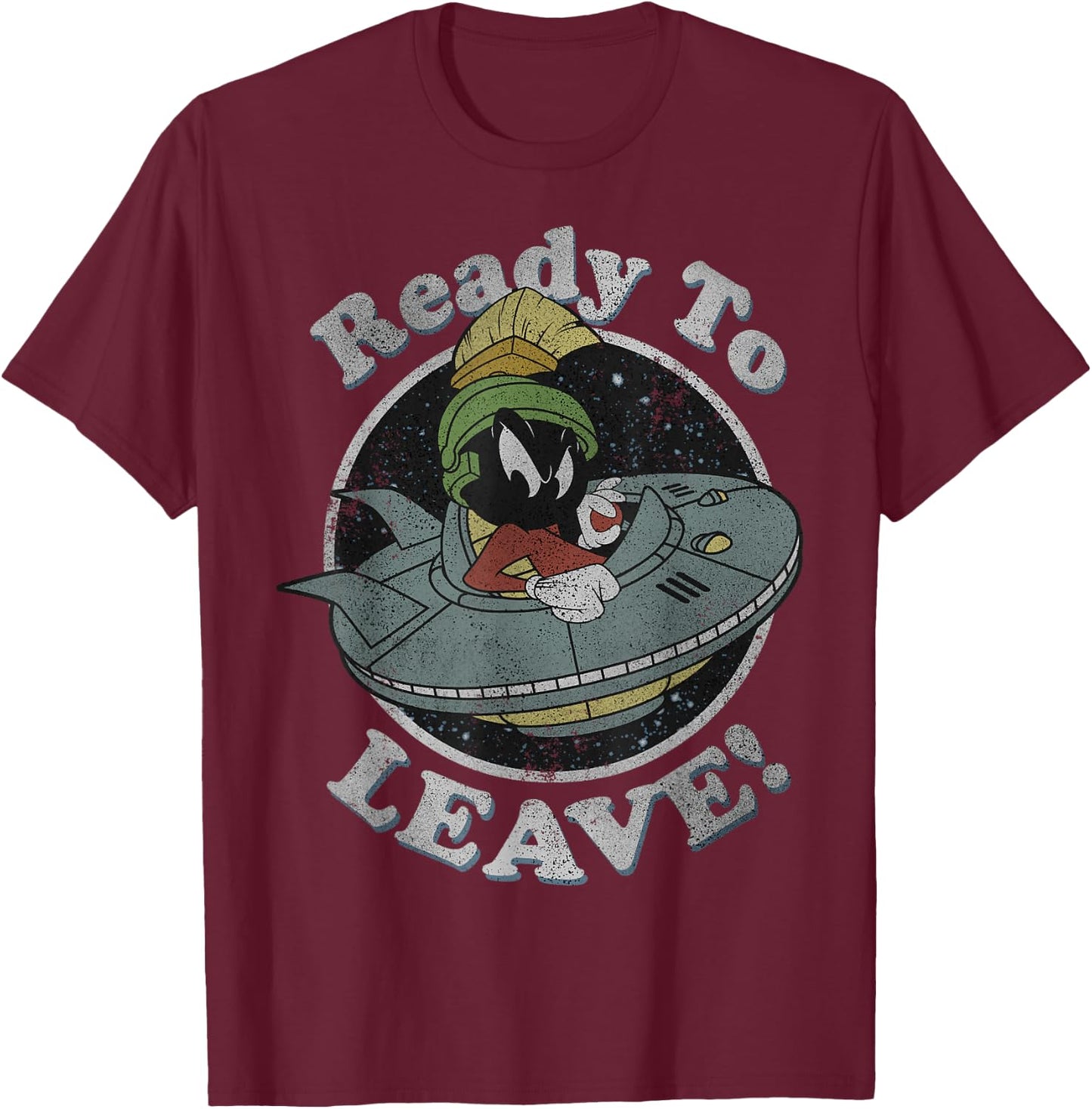 Looney Tunes Marvin The Martian Ready To Leave T-Shirt - T-Shirt | Maroon