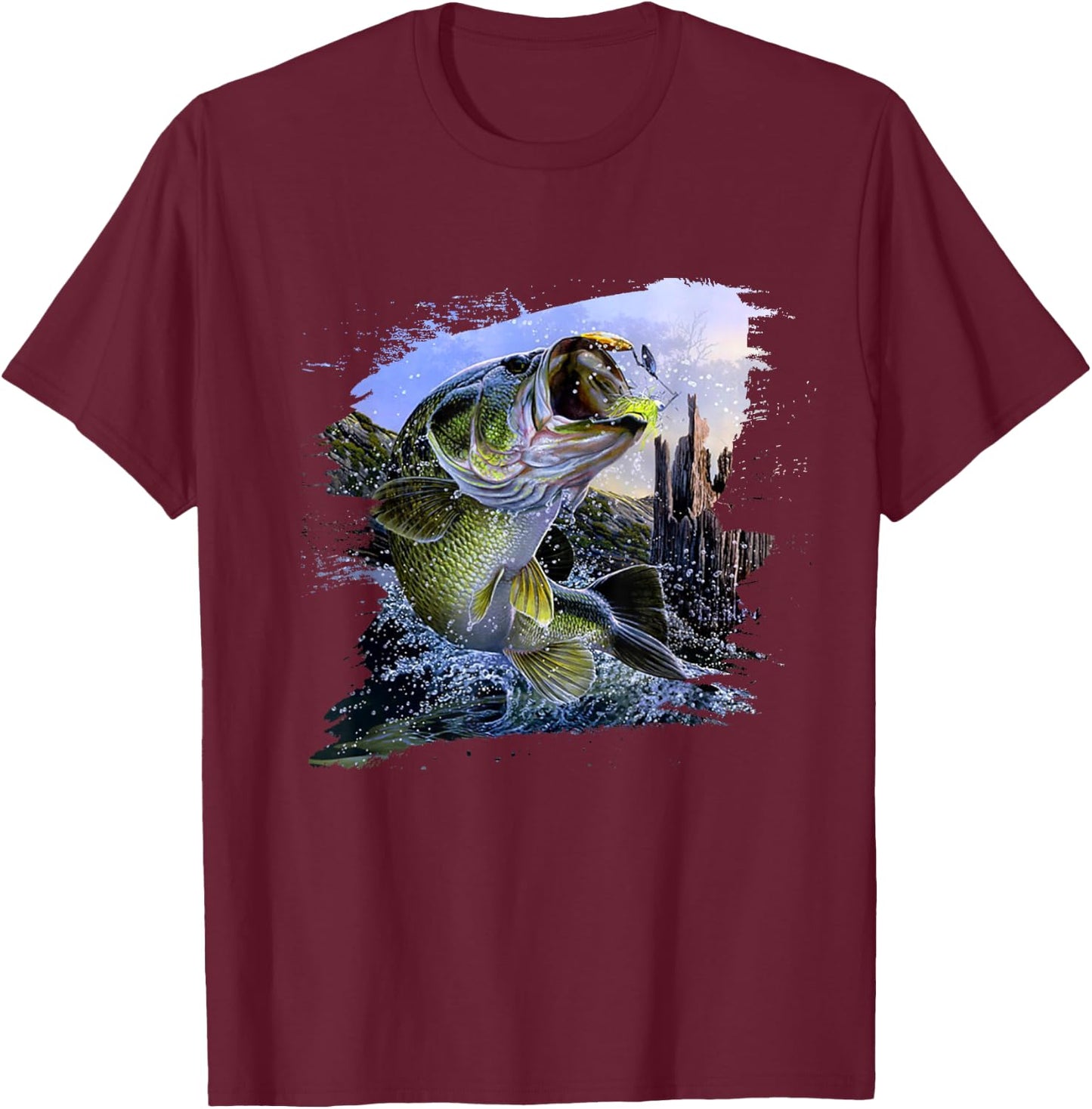 Largemouth Bass Fishing Cool Fish Hunting Lovers T-Shirt - T-Shirt | Maroon