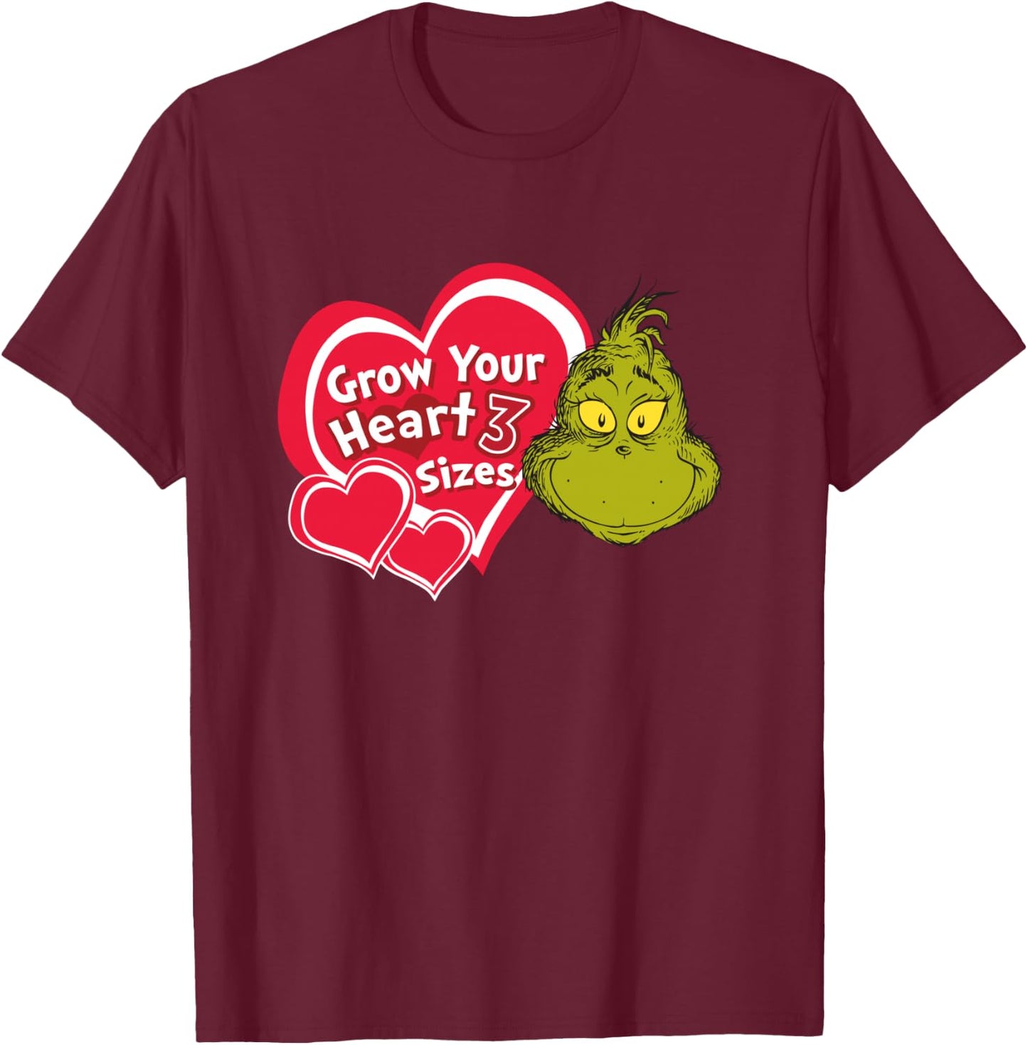 Dr. Seuss Grinch Grow Your Heart T-Shirt - T-Shirt | Maroon