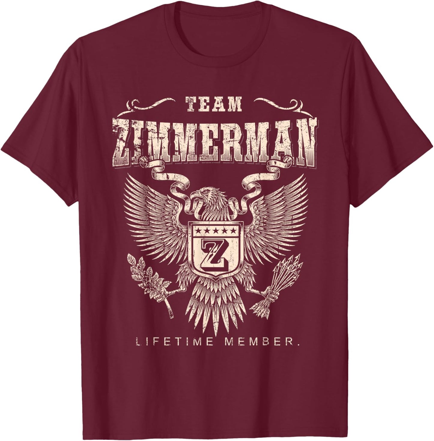 Team Zimmerman Family Name Lifetime Member T-Shirt - T-Shirt | Maroon