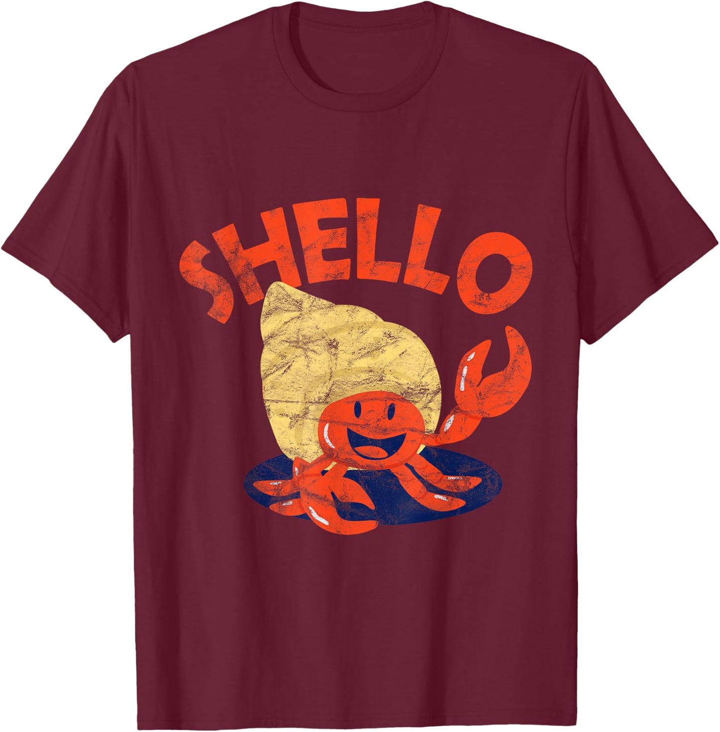 Shello Funny Vintage Hermit Crab Chilling Gift T-Shirt - T-Shirt | Maroon