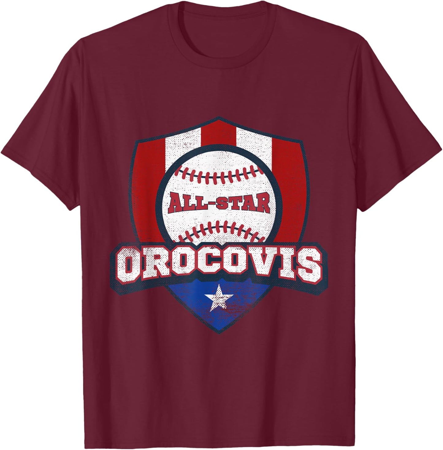 Orocovis Puerto Rico Camisa Puerto Rican World PR Baseball T-Shirt - T-Shirt | Maroon