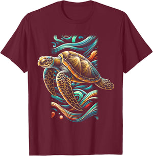 Sea Turtle Beach Lover Ocean Animal Graphic Novelty T-Shirt - T-Shirt | Maroon