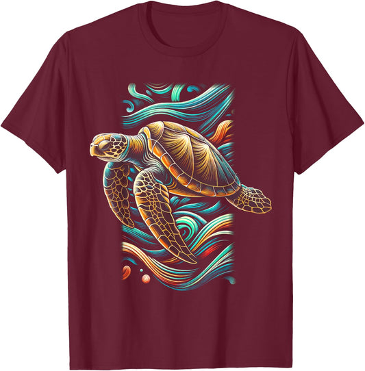 Sea Turtle Beach Lover Ocean Animal Graphic Novelty T-Shirt - T-Shirt | Maroon