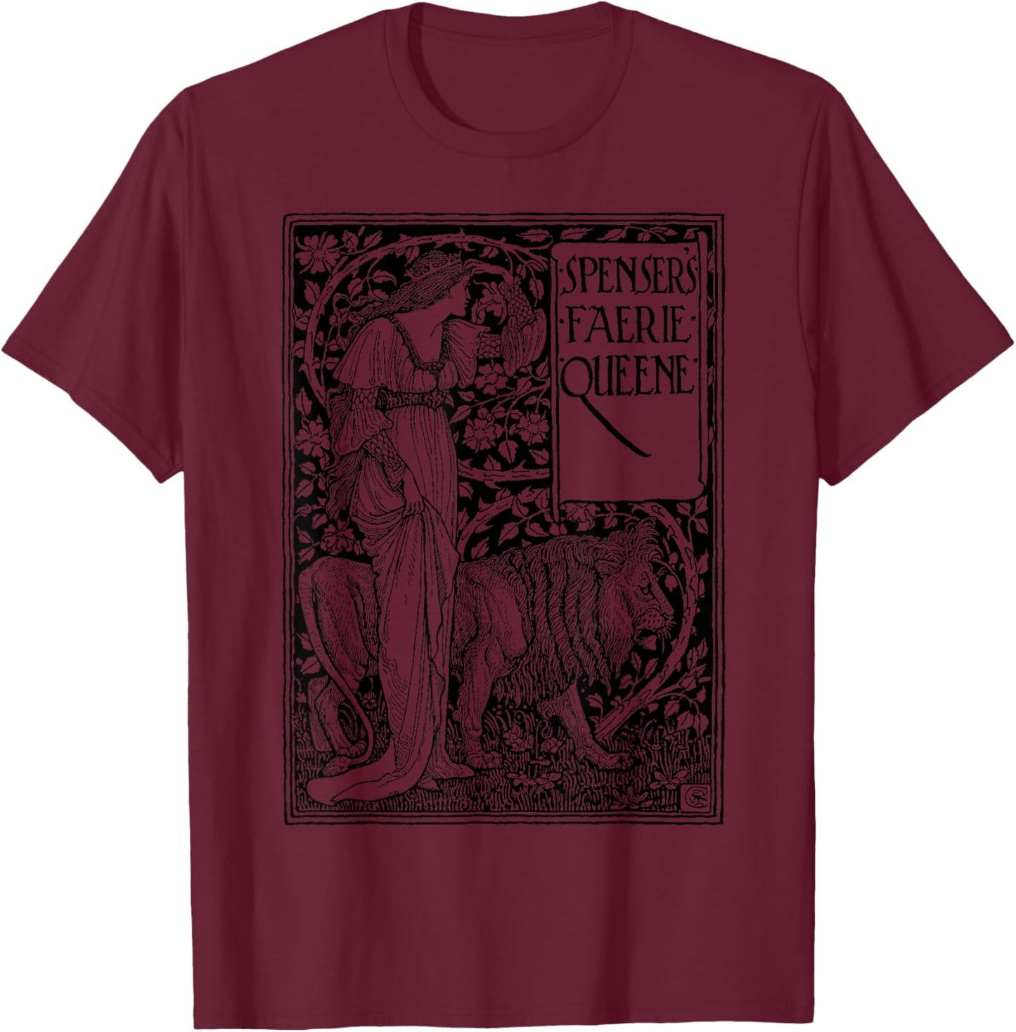 The Faerie Queene, Design by Walter Crane, 1915, Art Nouveau T-Shirt - T-Shirt | Maroon