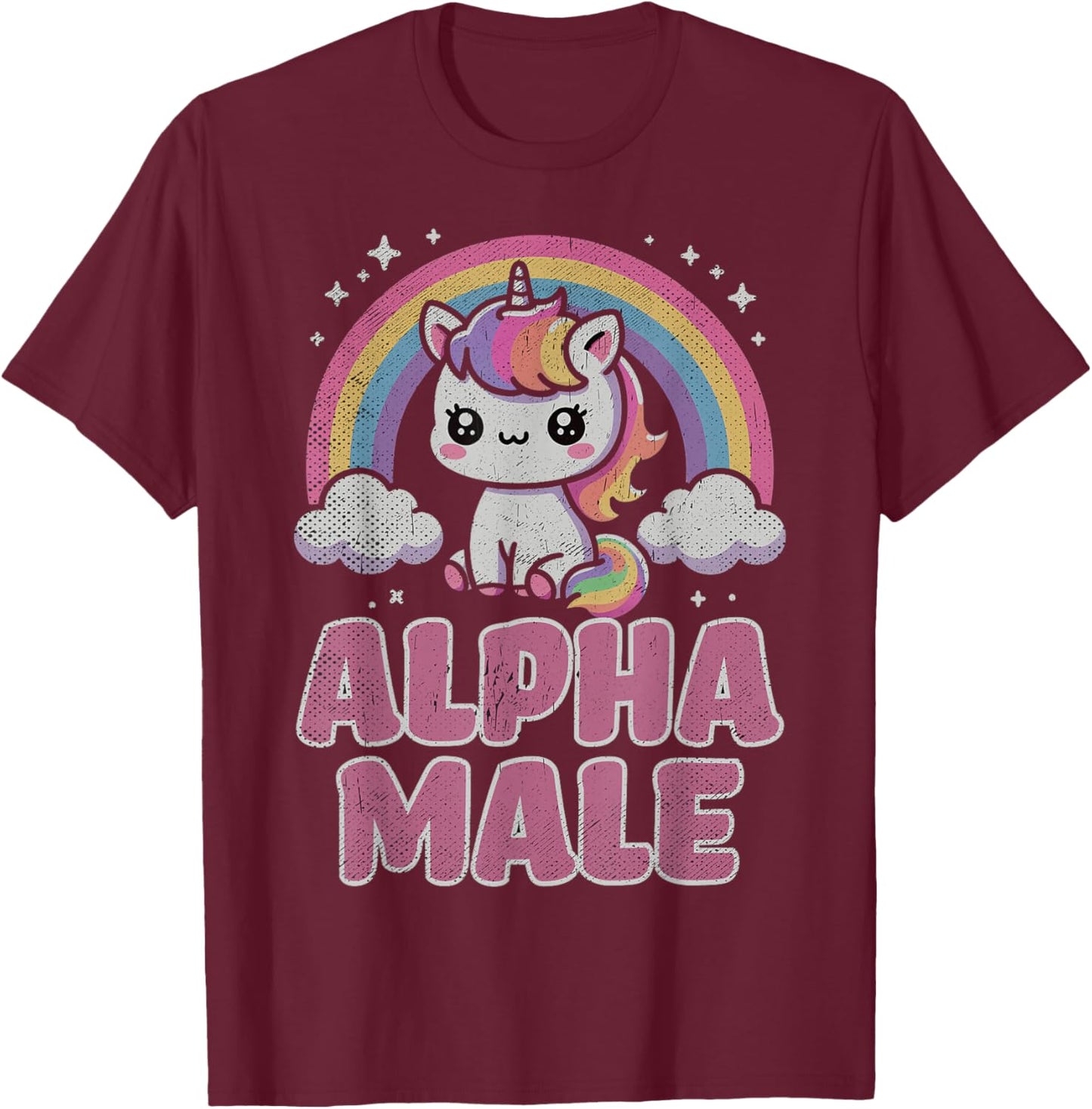 Ironic Cute Alpha Male Unicorn Funny Sarcastic Humor Men T-Shirt - T-Shirt | Maroon
