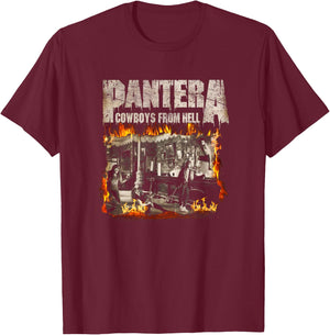 Pantera Official Vintage Flames T-Shirt - T-Shirt | Maroon