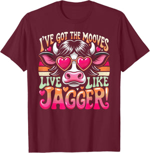 Cow Humor I've Got the Moves Funny Cow Like Jagger T-Shirt - T-Shirt | Maroon