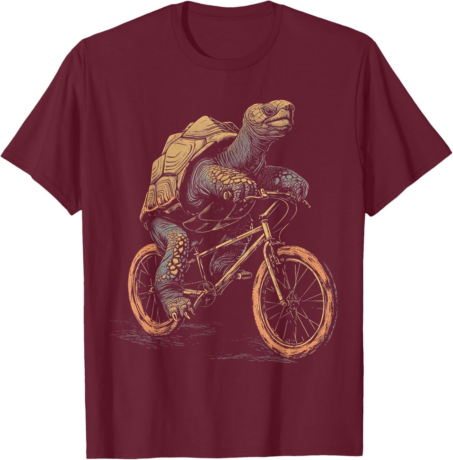 Cycling Aldabra Giant Tortoise Riding MTB Bike TEEMONGOUS T-Shirt - T-Shirt | Maroon