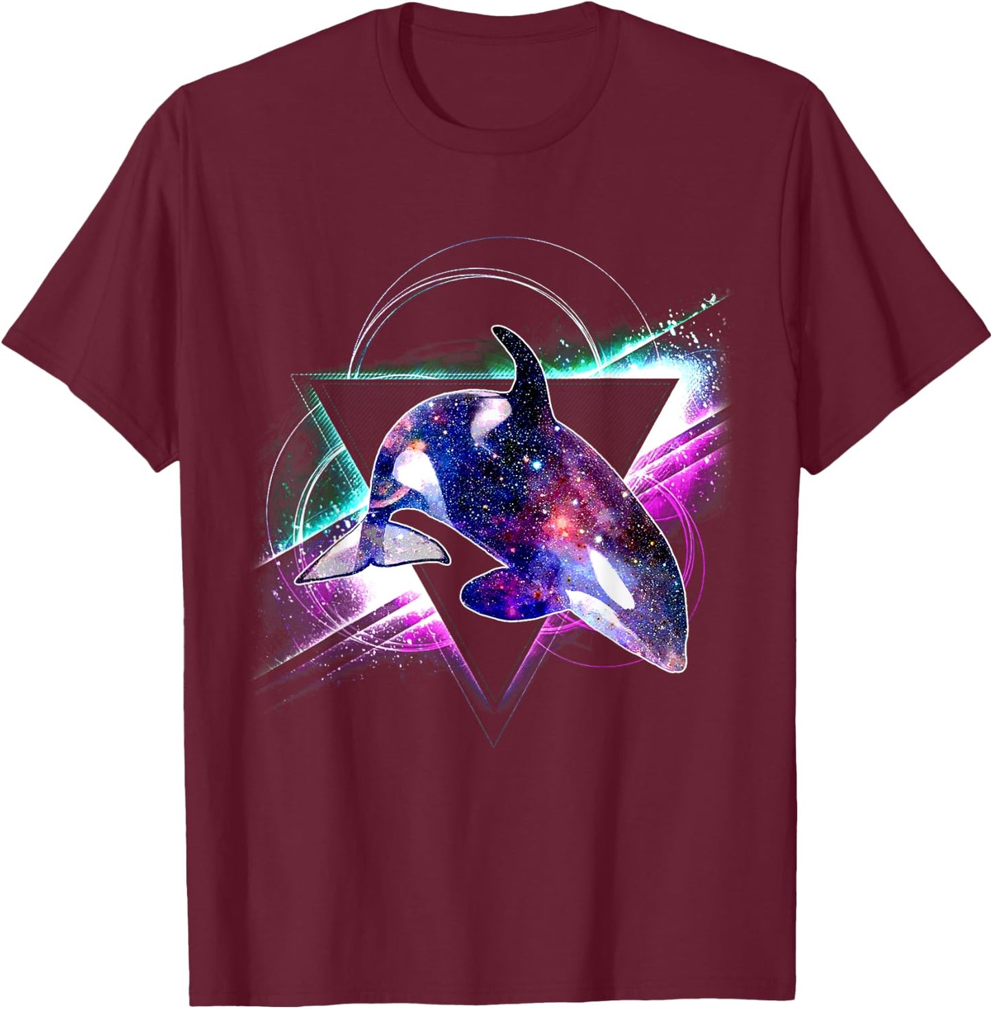 Aesthetic Galaxy Killer Whale T-Shirt - T-Shirt | Maroon