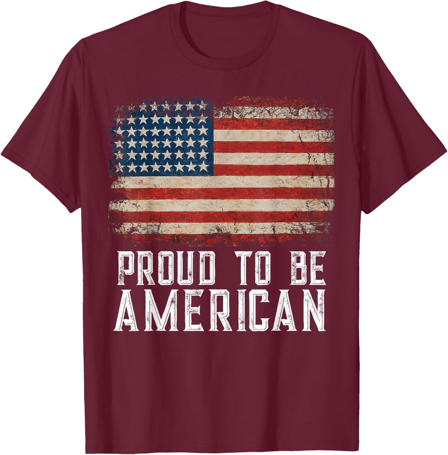Patriotic USA Flag Proud to Be American Citizen Veteran T-Shirt - T-Shirt | Maroon