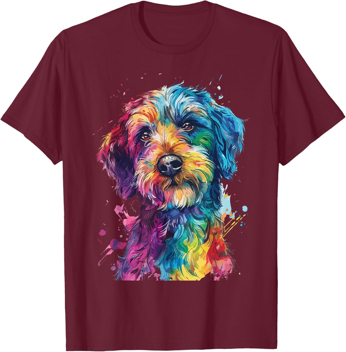Labradoodle Lovers Pop Art Colorful Labradoodle Dog T-Shirt - T-Shirt | Maroon