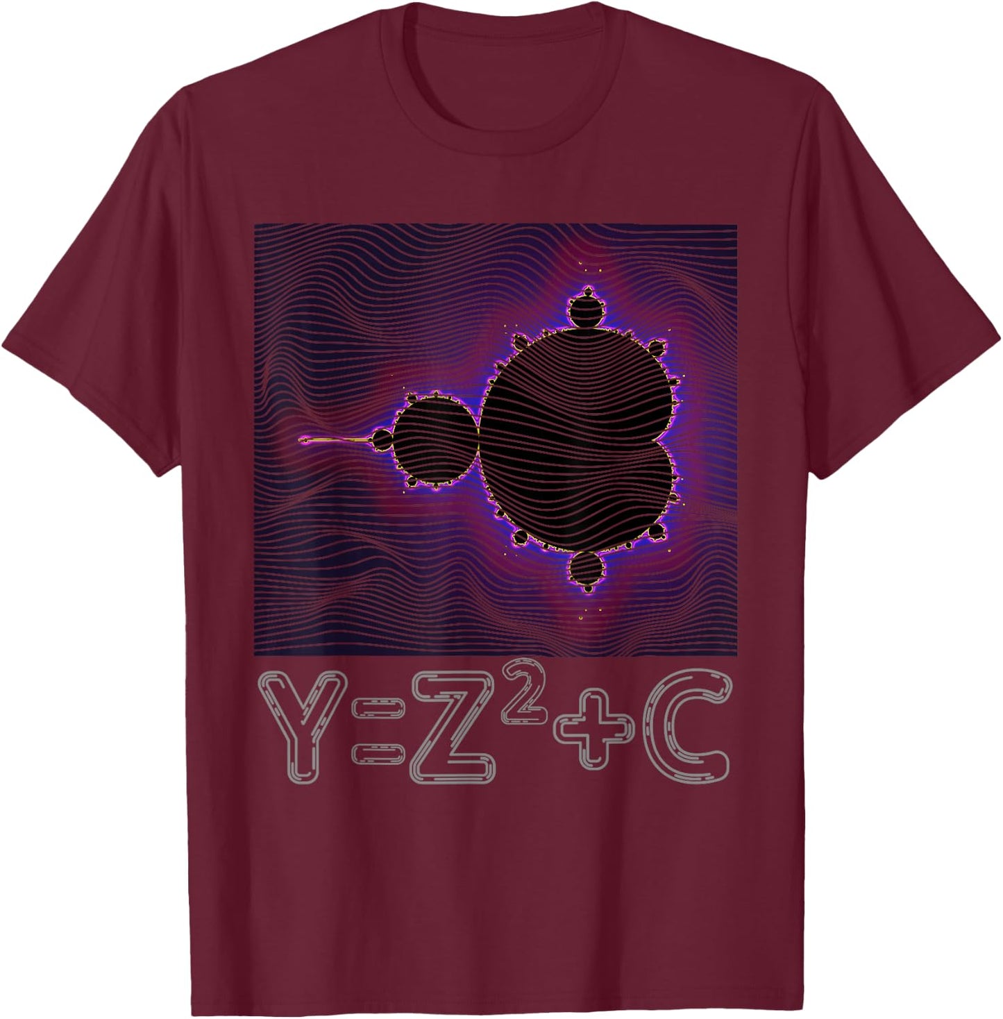 Mandelbrot Fractal Complex Numbers Equation Retro Math T-Shirt - T-Shirt | Maroon