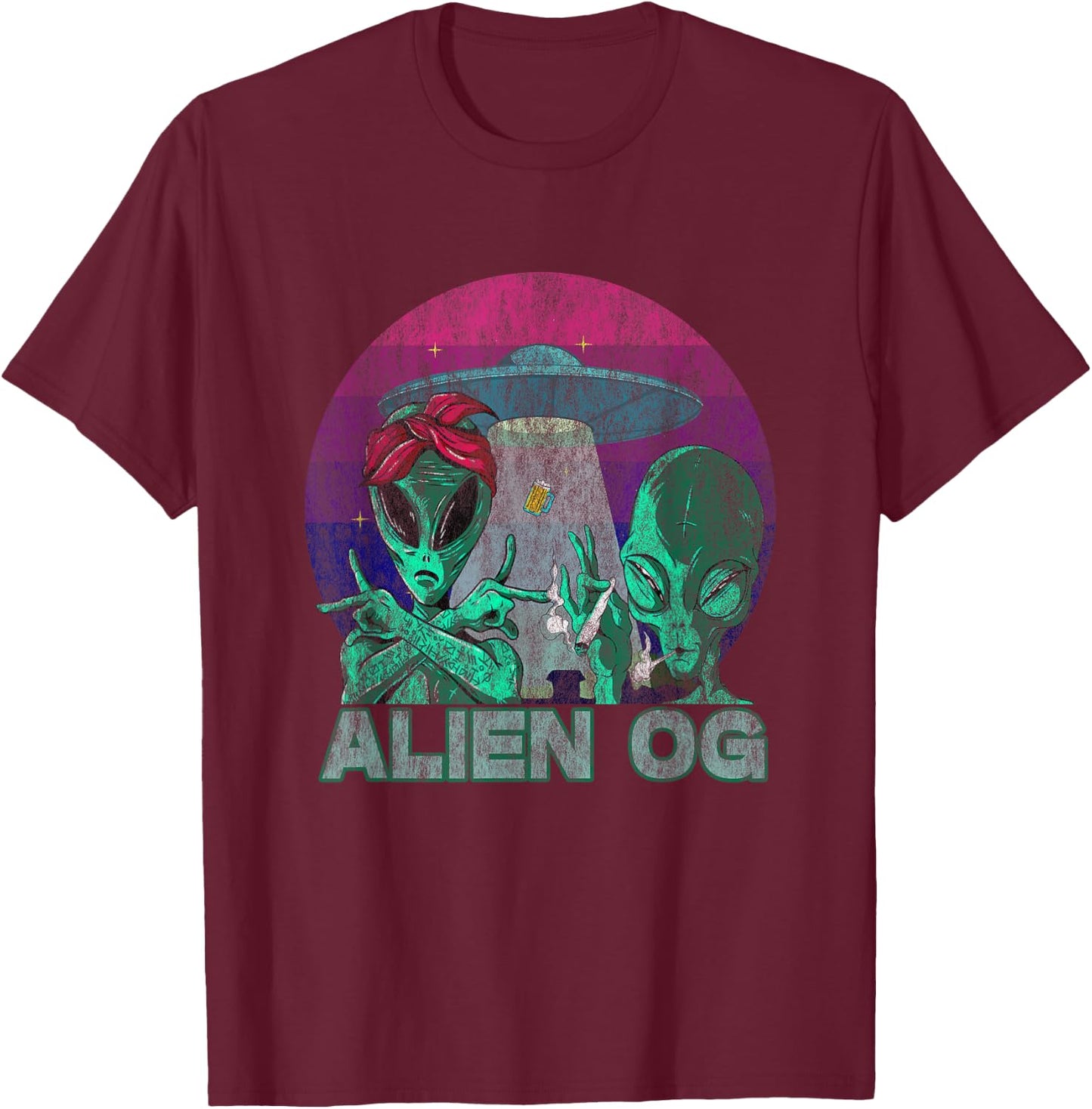 Alien OG Cannabis Weed Strain Stoner Design T-Shirt - T-Shirt | Maroon