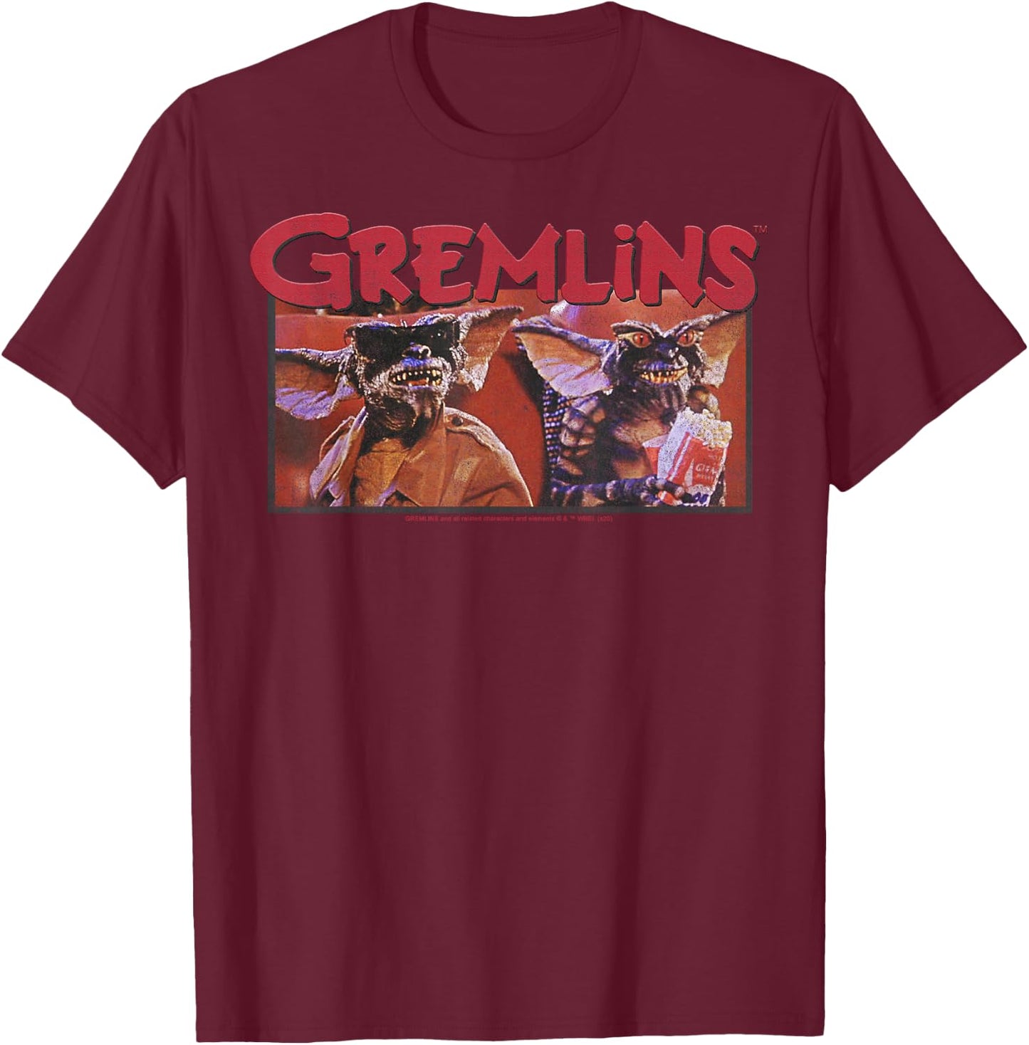 Gremlins at The Movies Portrait T-Shirt - T-Shirt | Maroon