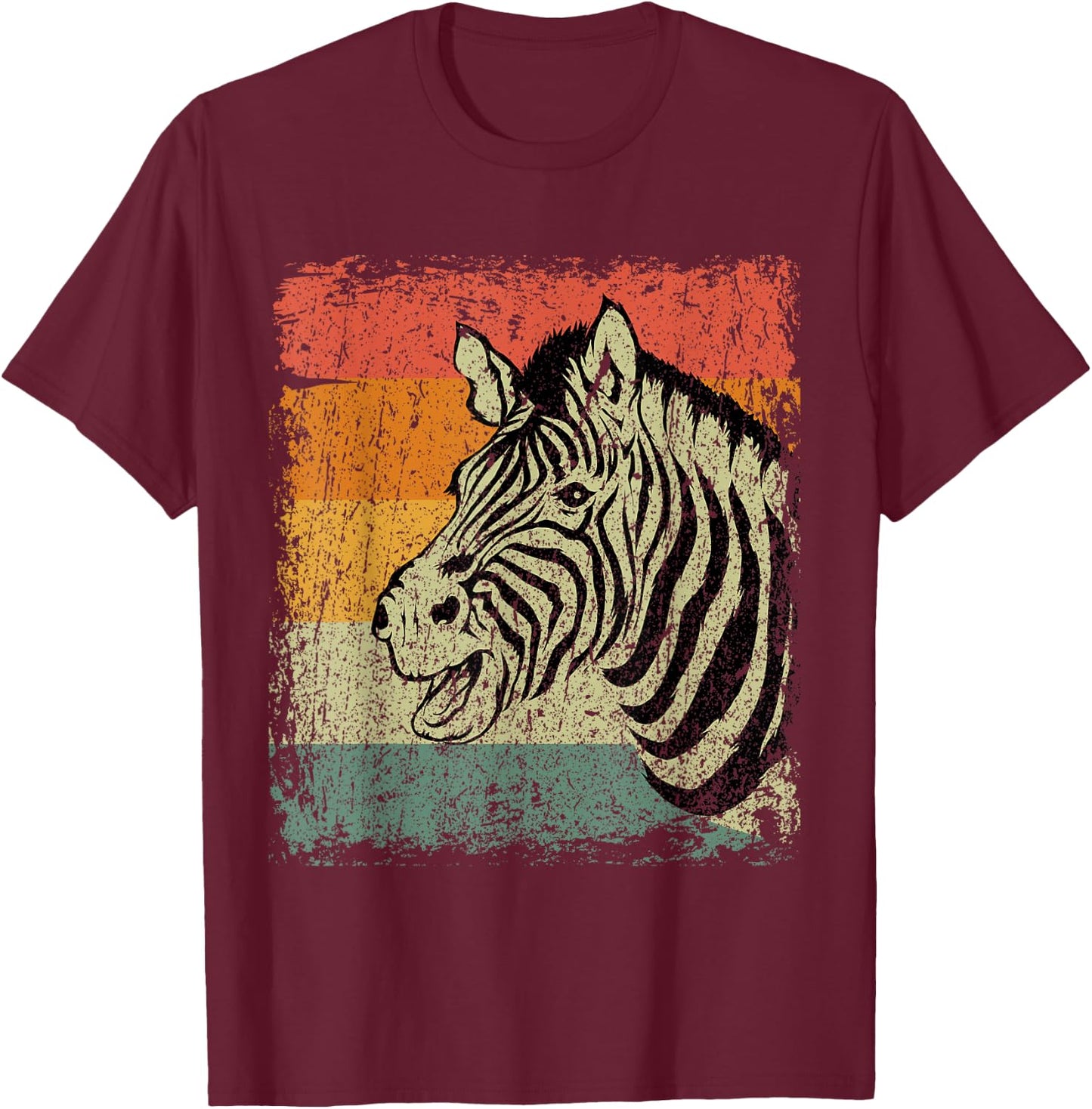 Retro Zebra Gift Vintage Zebra T-Shirt - T-Shirt | Maroon