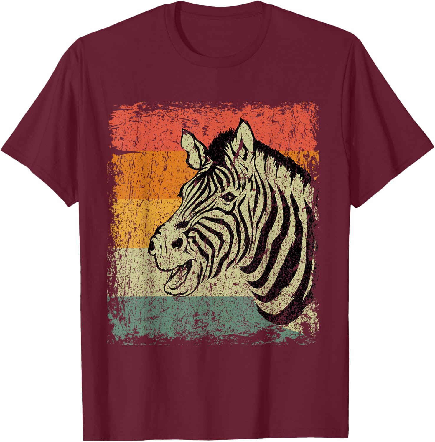 Retro Zebra Gift Vintage Zebra T-Shirt - T-Shirt | Maroon