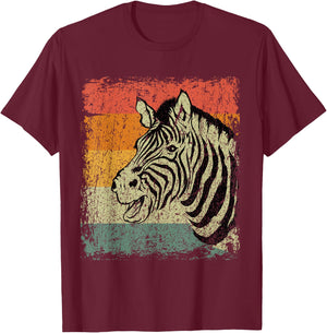 Retro Zebra Gift Vintage Zebra T-Shirt - T-Shirt | Maroon