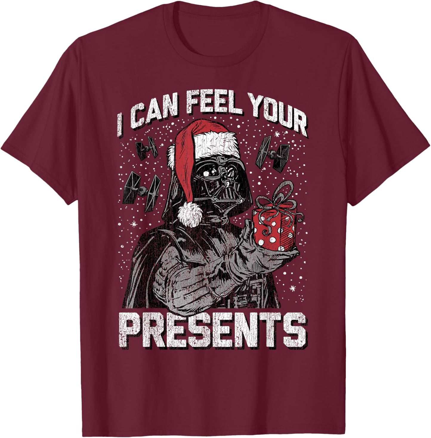 Star Wars Christmas Darth Vader I Can Feel Your Presents T-Shirt - T-Shirt | Maroon