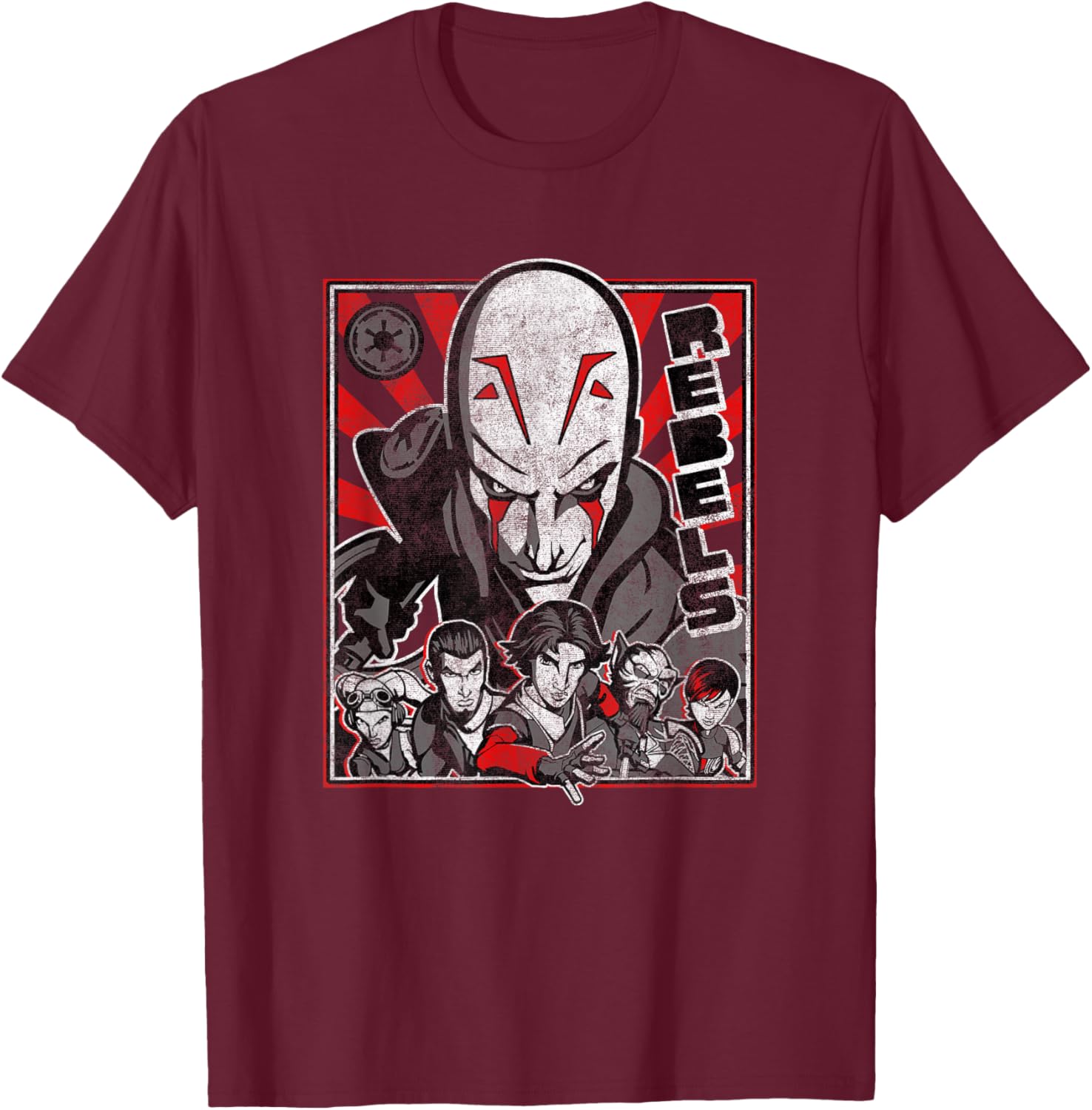 Star Wars Rebels Grand Inquisitor Over Rebels Team Poster T-Shirt - T-Shirt | Maroon