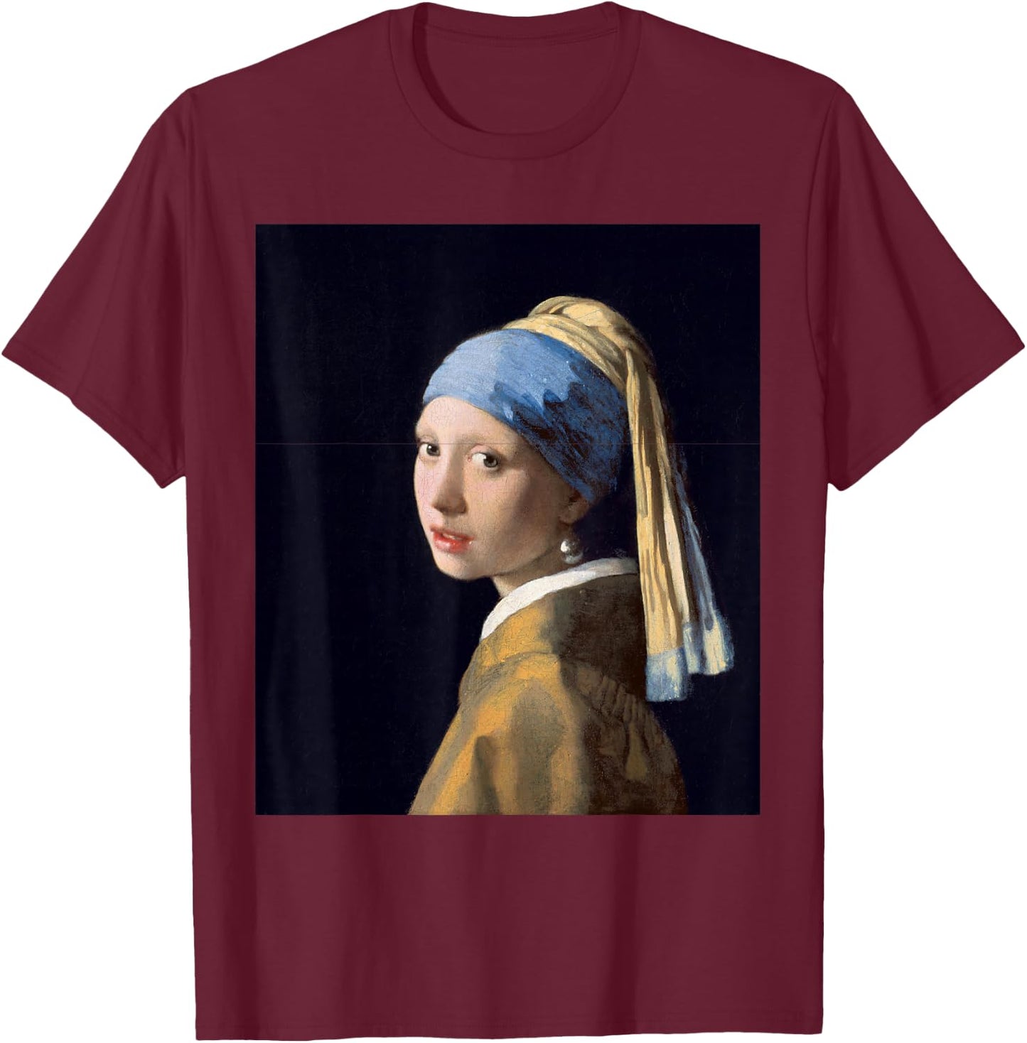 Johannes Vermeer Girl with Pearl Earring T-Shirt - T-Shirt | Maroon