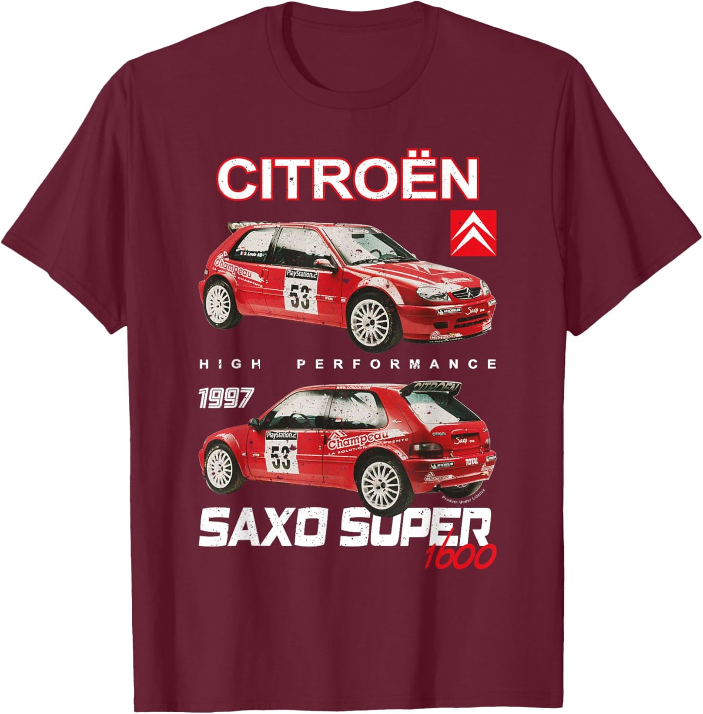 Citroën 1997 Saxo Super 1600 T-Shirt - T-Shirt | Maroon