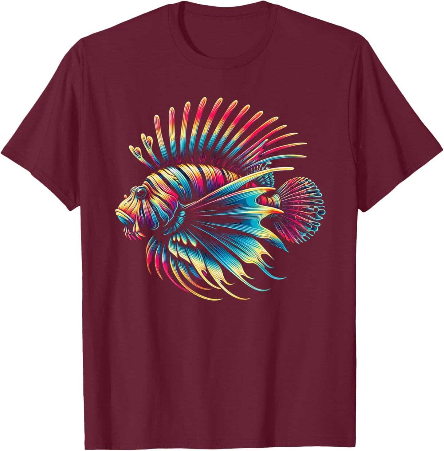 Lionfish Watercolor Art Lion Fish Lover T-Shirt - T-Shirt | Maroon
