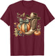 Howdy Pumpkin Fall Coquette Bow Western Boots T-Shirt - T-Shirt | Maroon
