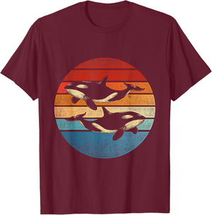 Retro Killer Whale T-Shirt - T-Shirt | Maroon