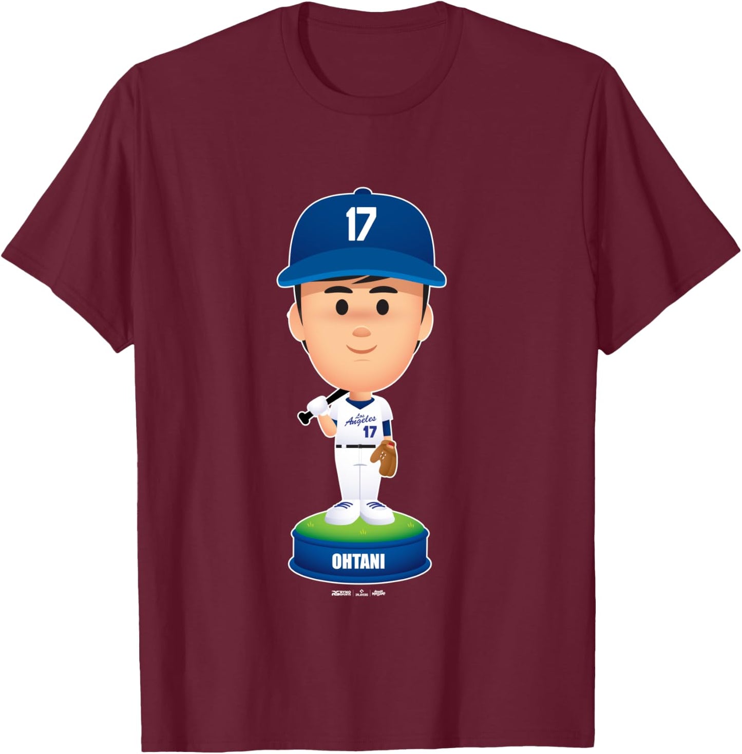 Shohei Ohtani Los Angeles Baseball Bobblehead MLBPA T-Shirt - T-Shirt | Maroon