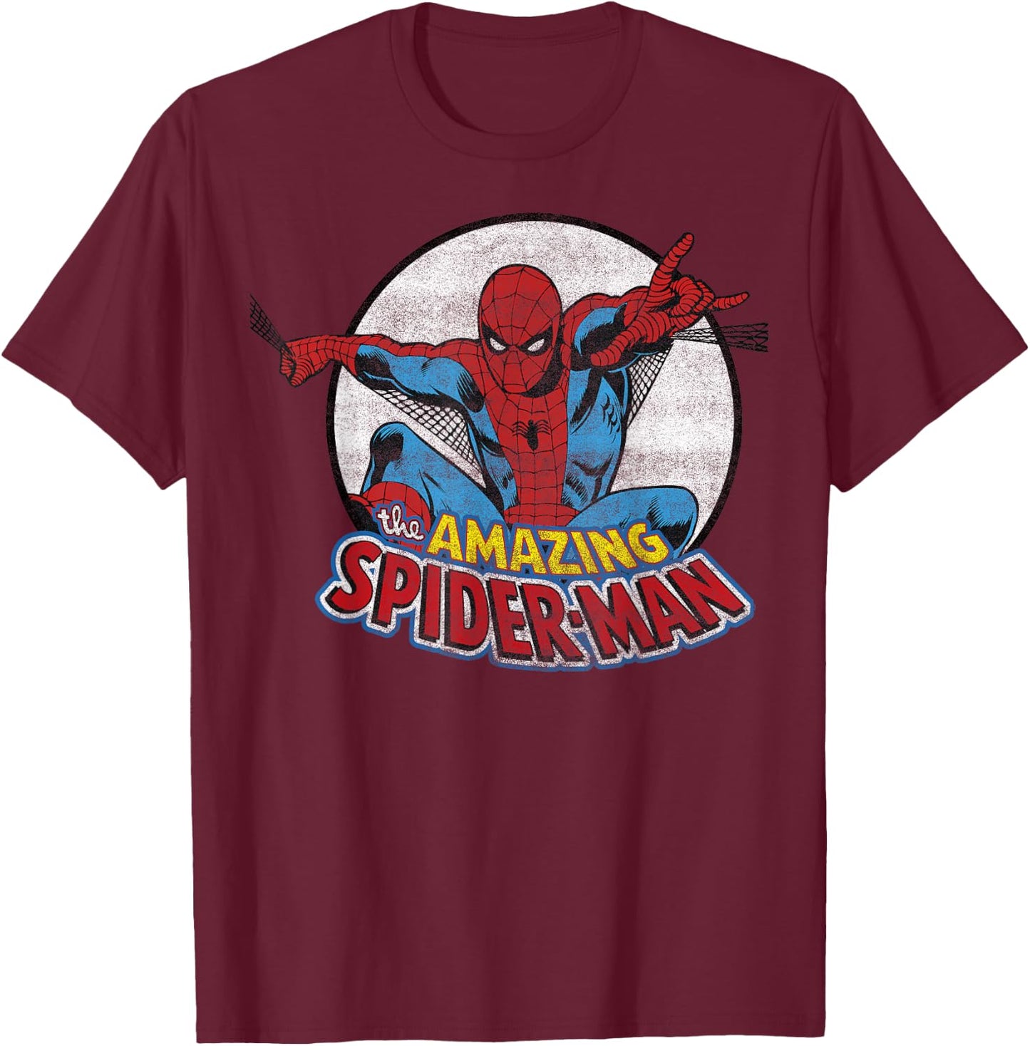 Marvel Amazing Spider-Man Vintage Circle Portrait Logo T-Shirt - T-Shirt | Maroon