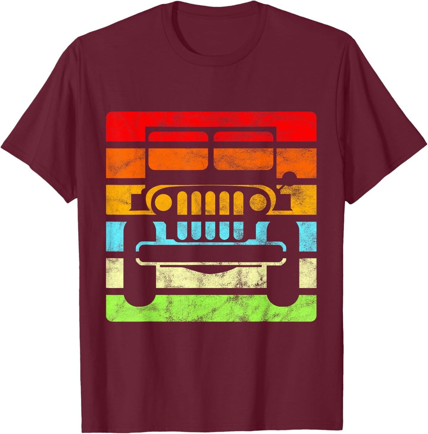 Off Road 4X4 Vintage Retro 70s Sunset Off Road Gift T-Shirt - T-Shirt | Maroon