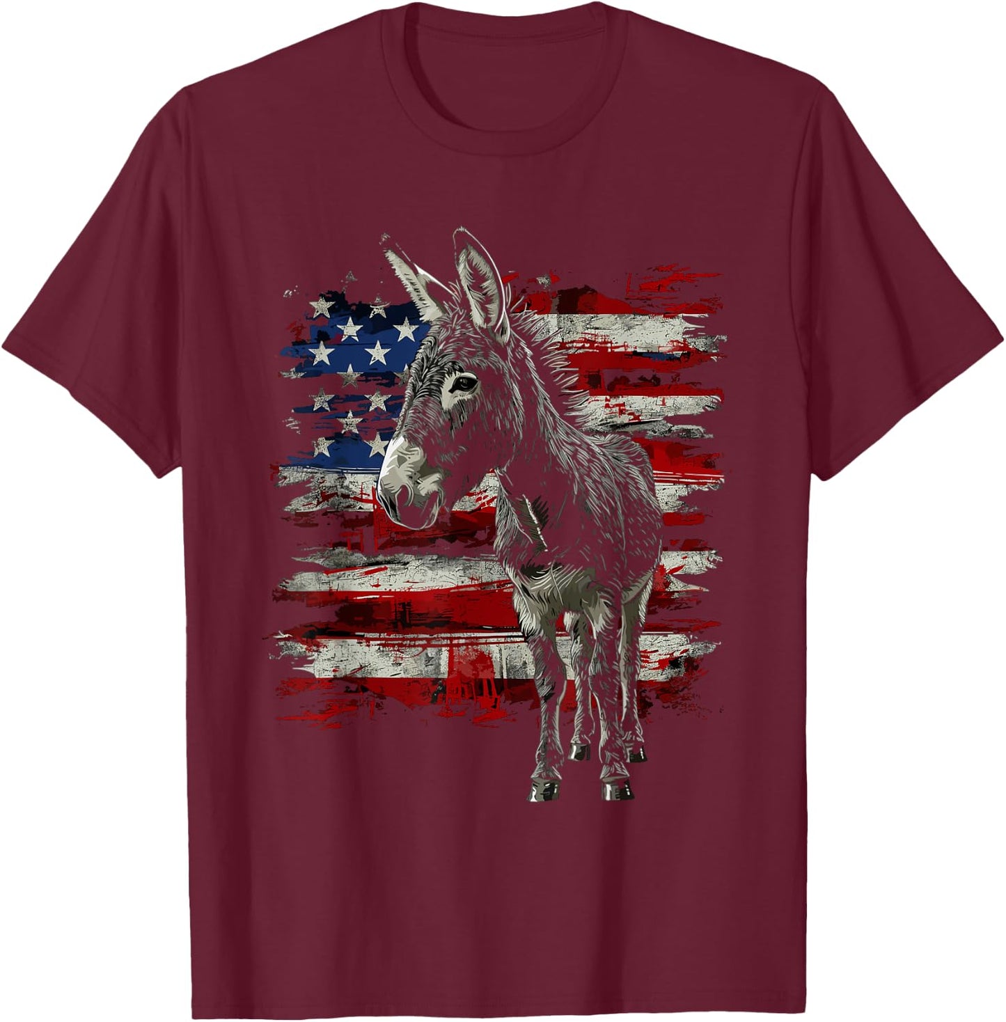 Donkey Patriotic 4th Of July USA American Flag Women Men T-Shirt - T-Shirt | Maroon