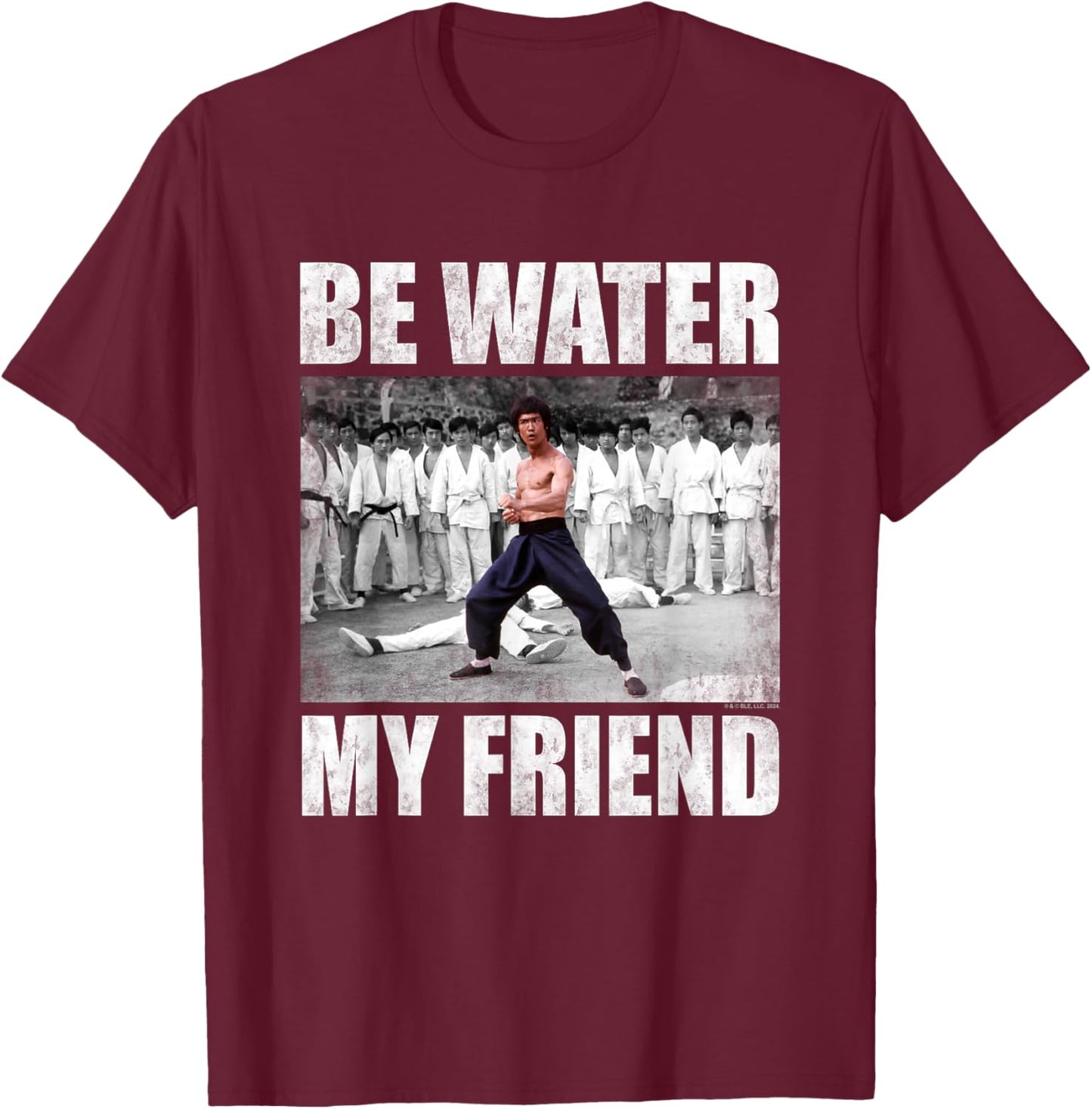 Bruce Lee Be Water My Friend Enter The Dragon Scene T-Shirt - T-Shirt | Maroon