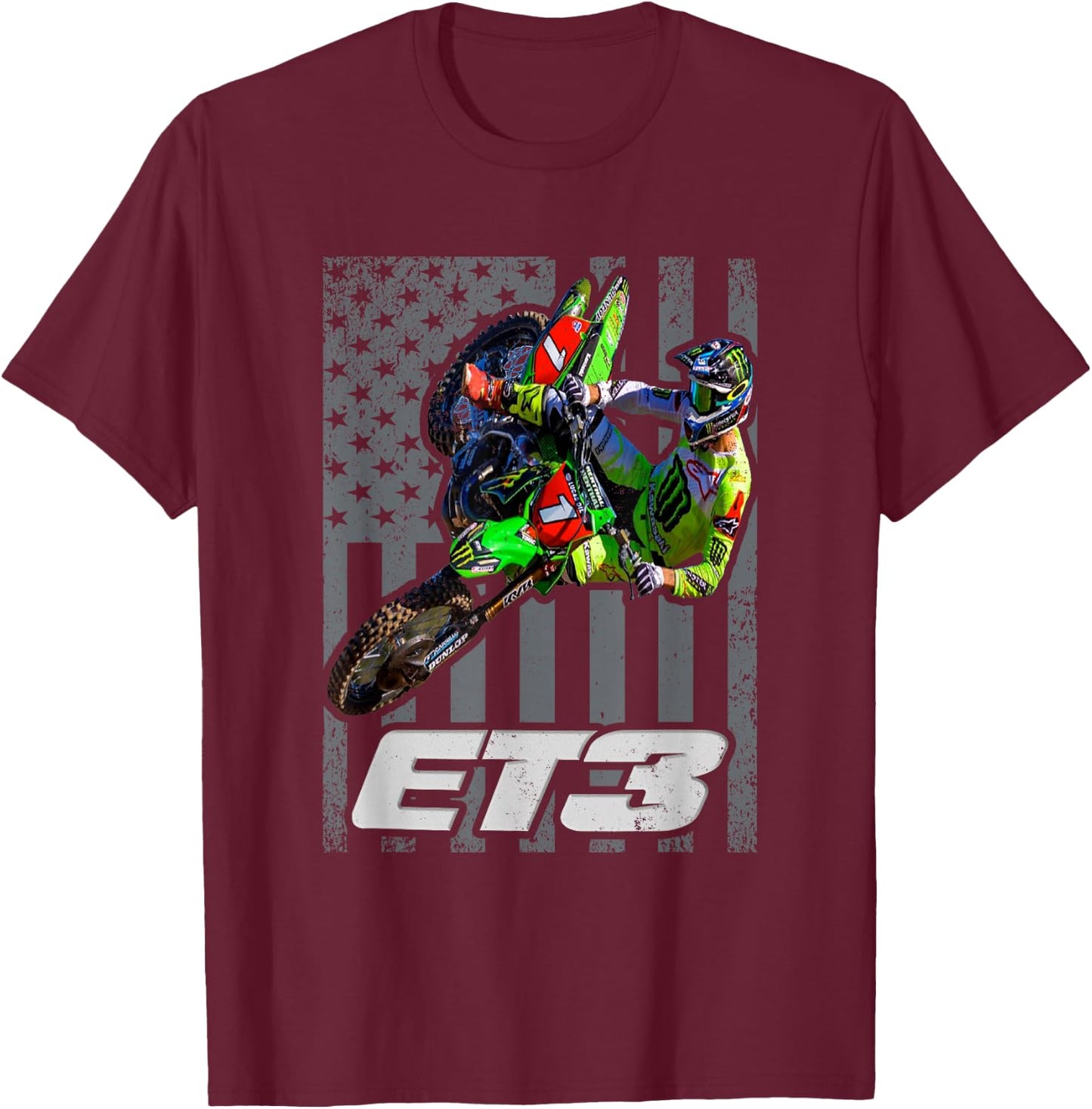ET3 TOMAC USA Flag 450SX Motocross ET1 T-Shirt - T-Shirt | Maroon