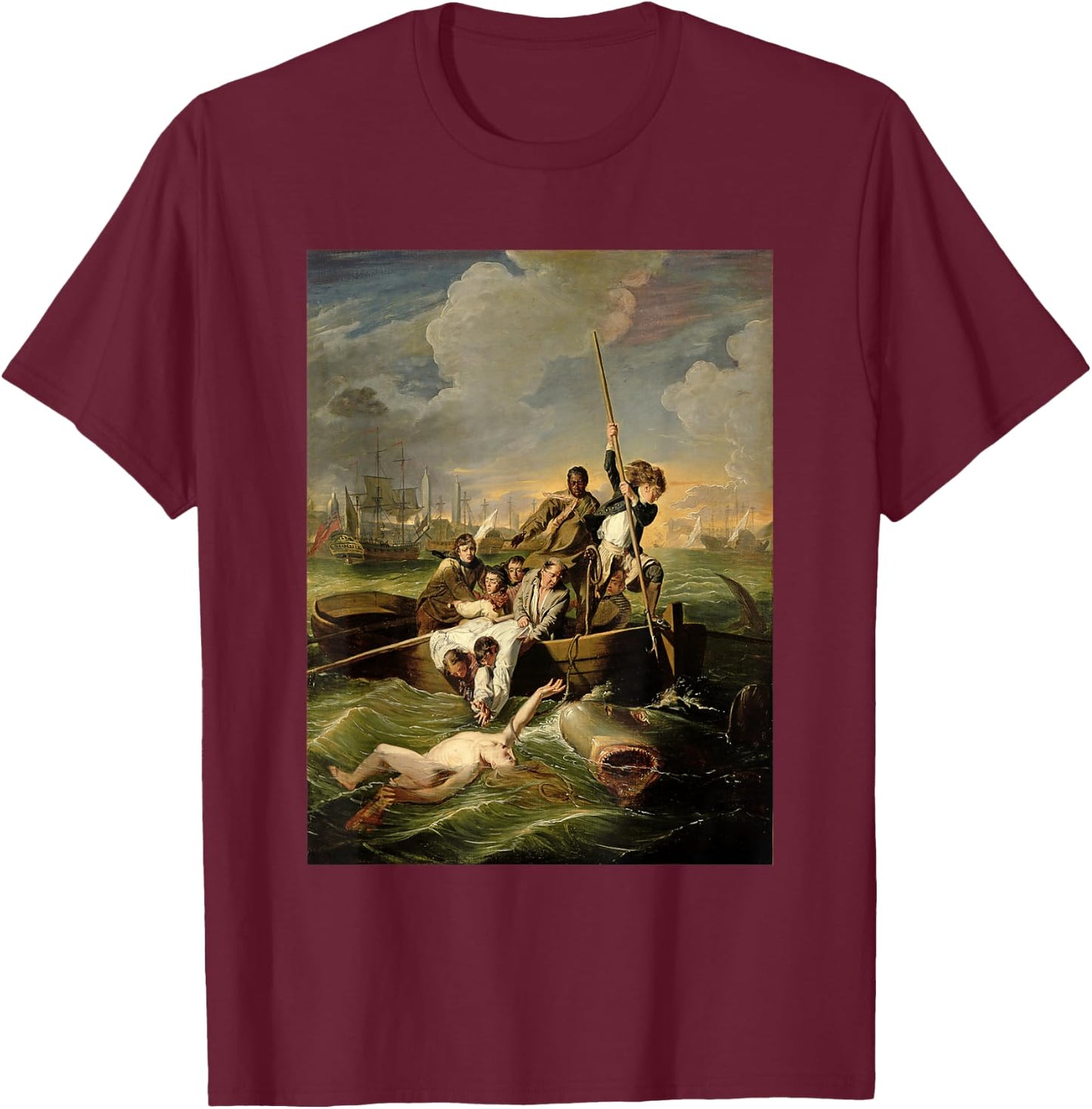 John Singleton Copley's Watson and the Shark T-Shirt - T-Shirt | Maroon