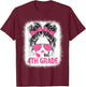 Peace out 4th grade graduation last day shirt Messy Bun girl T-Shirt - T-Shirt | Maroon