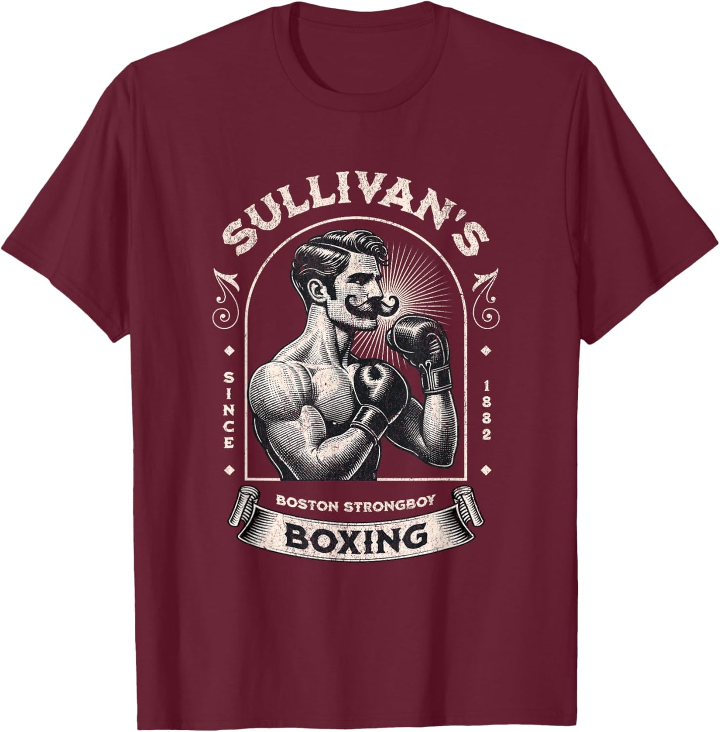 Vintage Boston Strongboy Boxing T-Shirt - T-Shirt | Maroon