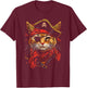 Pirate Cat Funny Halloween Kitten T-Shirt - T-Shirt | Maroon