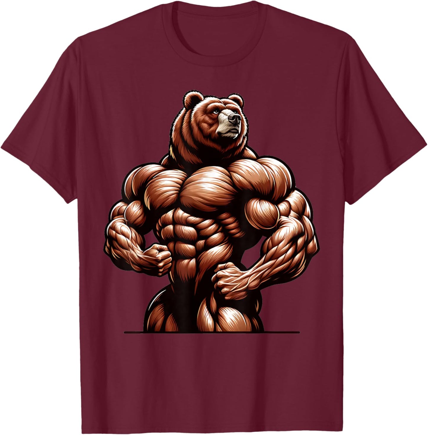 Bears Strength Dumbbell Bodybuilder Training Bodybuilding T-Shirt - T-Shirt | Maroon