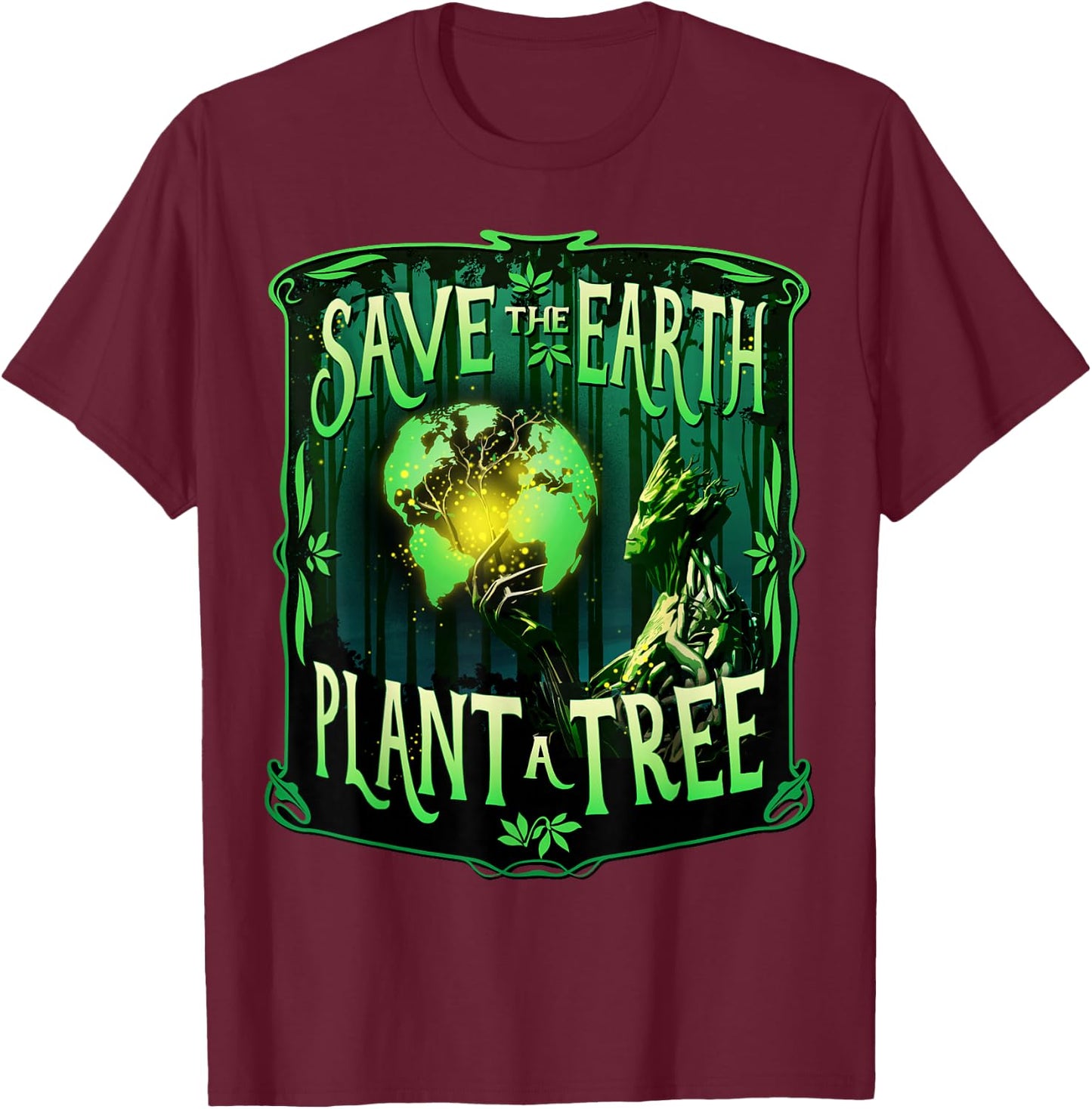 Marvel Earth Day Groot Save The Earth Plant A Tree T-Shirt - T-Shirt | Maroon