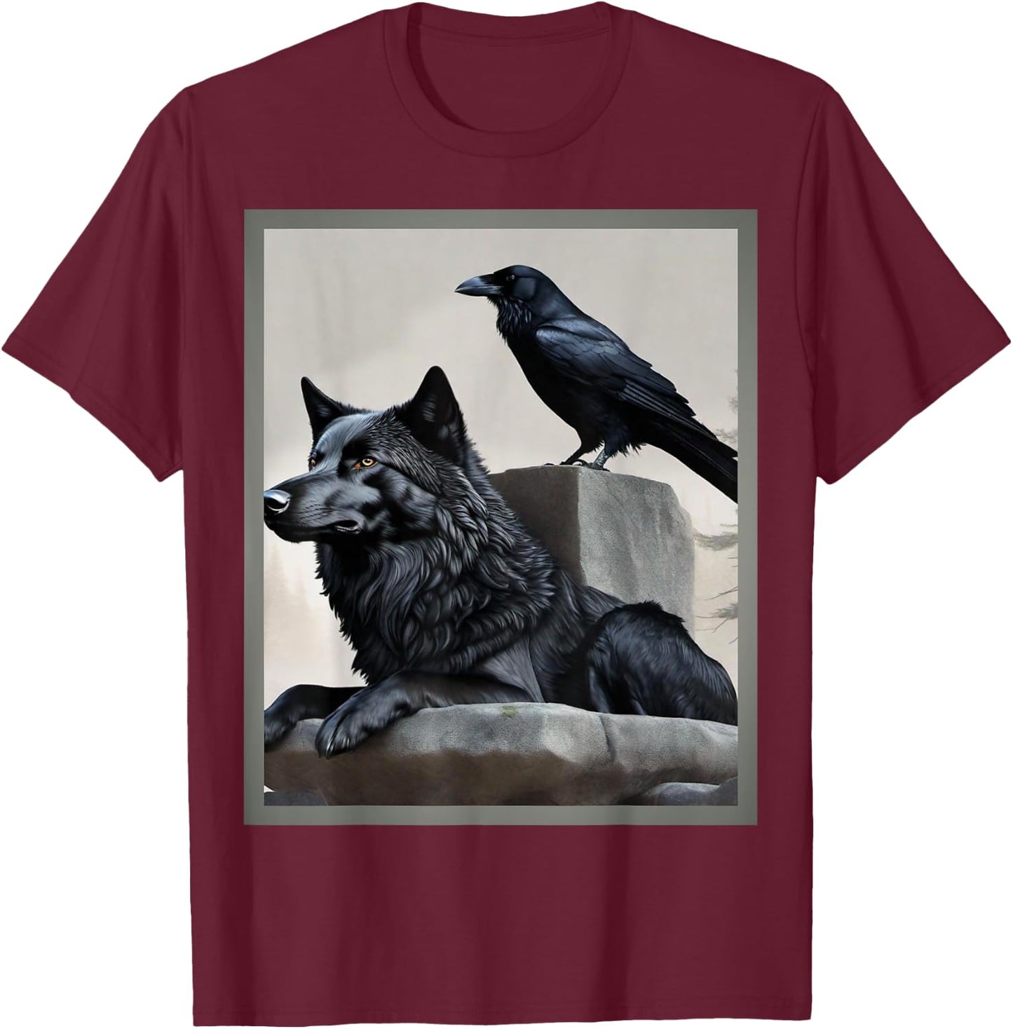 Stoic, wolf and crow T-Shirt - T-Shirt | Maroon