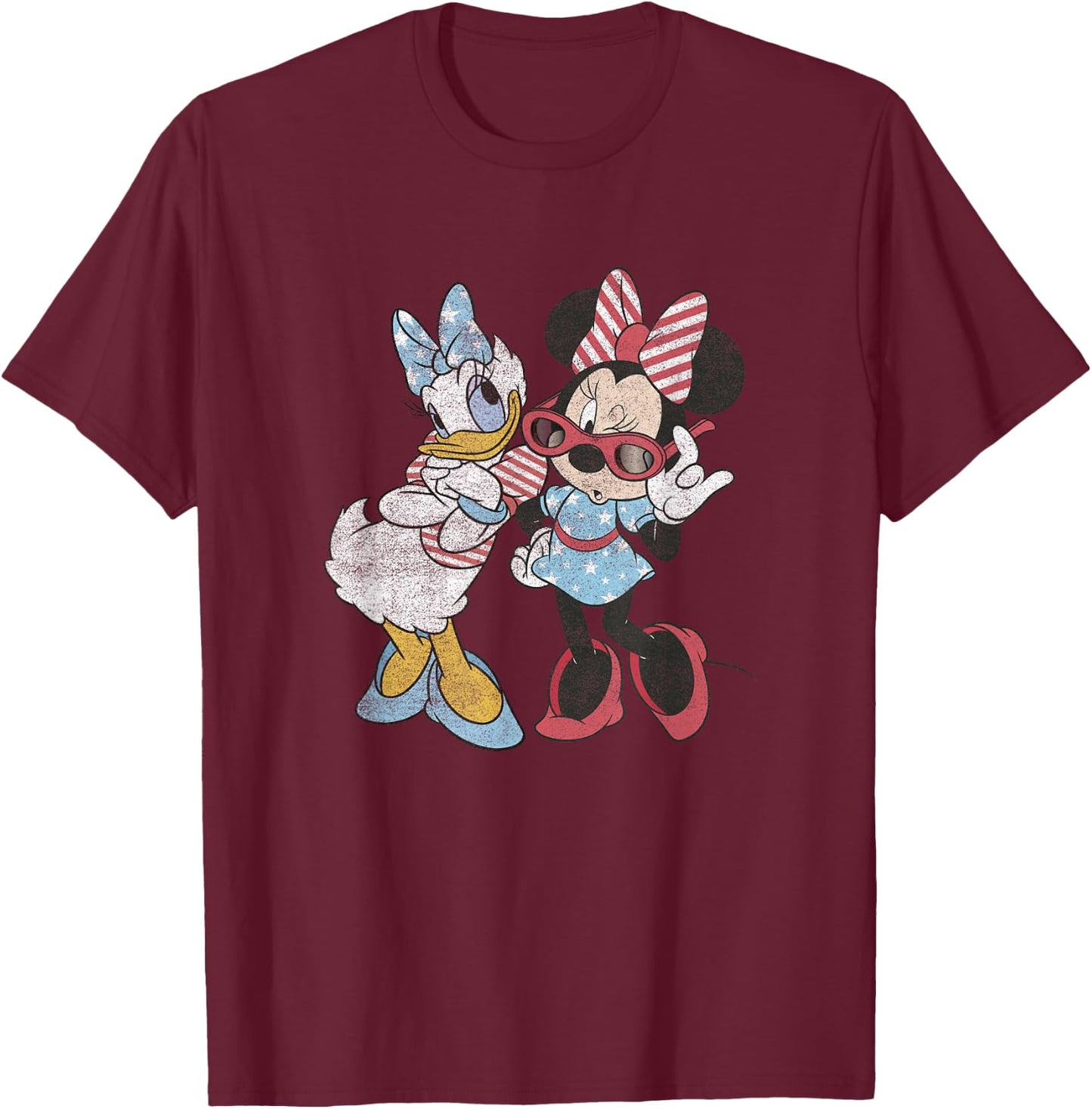Disney Mickey & Friends Vintage 4th of July Minnie & Daisy T-Shirt - T-Shirt | Maroon