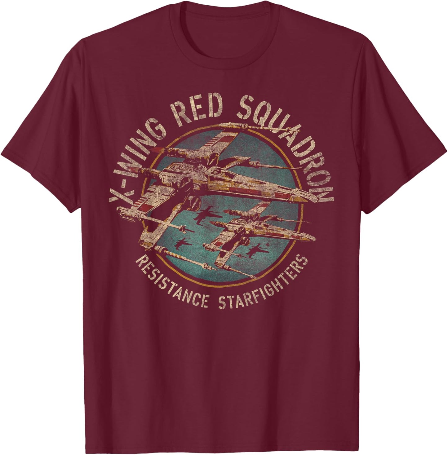 Star Wars X-Wing Squadron Faded Portrait T-Shirt - T-Shirt | Maroon