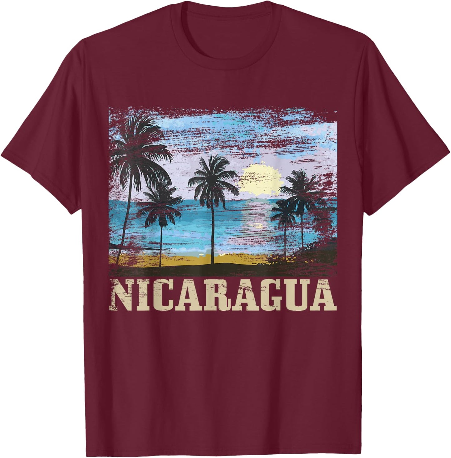 Nicaragua Vintage Surfer Beach Souvenir Nica T-Shirt - T-Shirt | Maroon