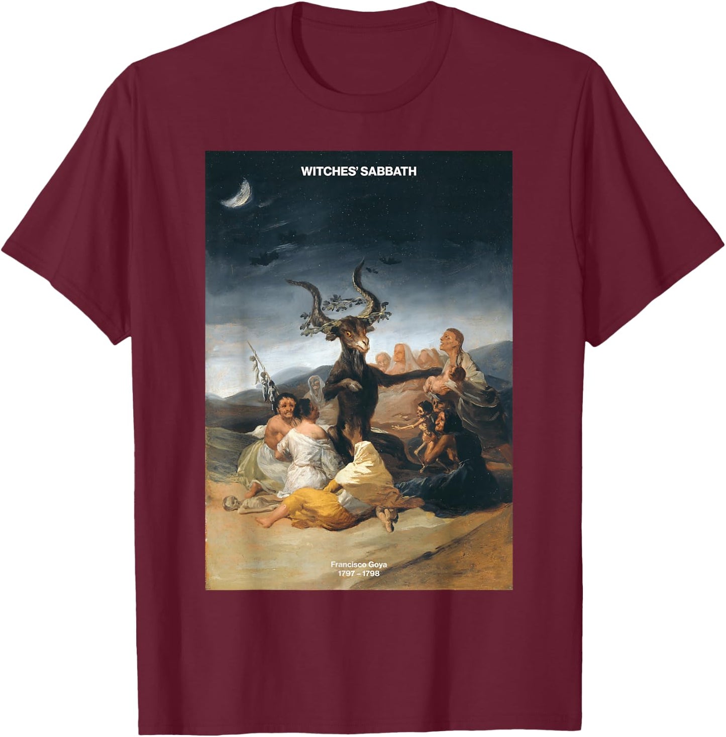 Fine Arts Bottega Witches h Sabbath – Francisco Goya Black Small T-Shirt - T-Shirt | Maroon