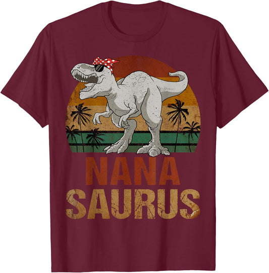 Nanasaurus T Rex Dinosaur Nana Saurus Mother's Day T-Shirt - T-Shirt | Maroon