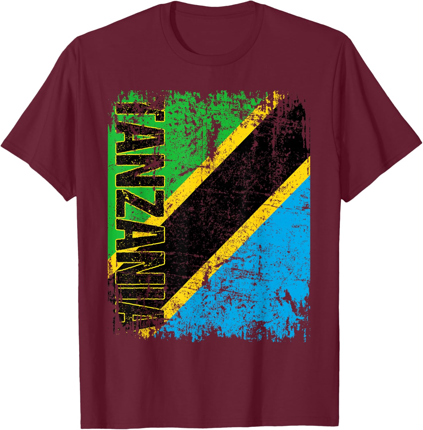 TANZANIA Flag Vintage Distressed TANZANIA T-Shirt - T-Shirt | Maroon